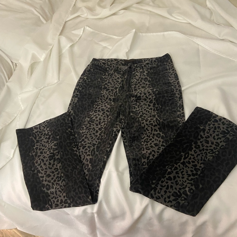 Christopher Blue animal print velvet pants, Sz 10
